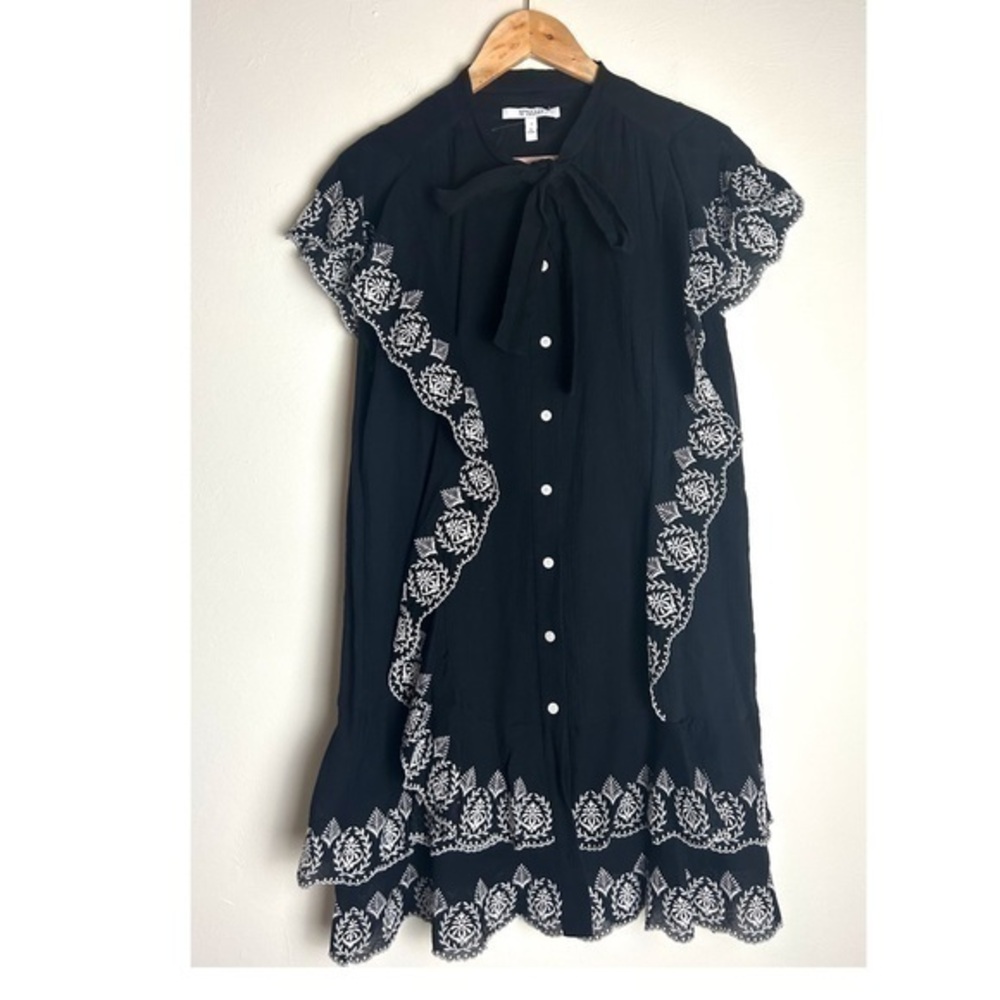 Derek Lam Black Ruffle Button Down Dress size 8